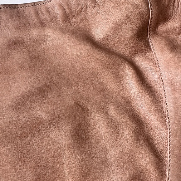 Anthropologie Slouchy Leather Shoulder Bag Lamb Sheep Oversized Tote Camel Tan - Picture 7 of 14